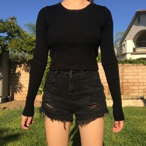 Black Ribbed Long Sleeve